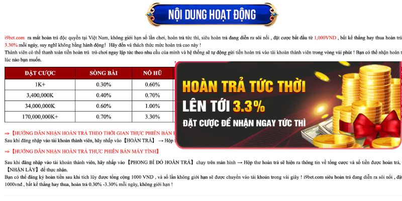 Hoàn trả 3,3% ẵm ngay thưởng bom tấn